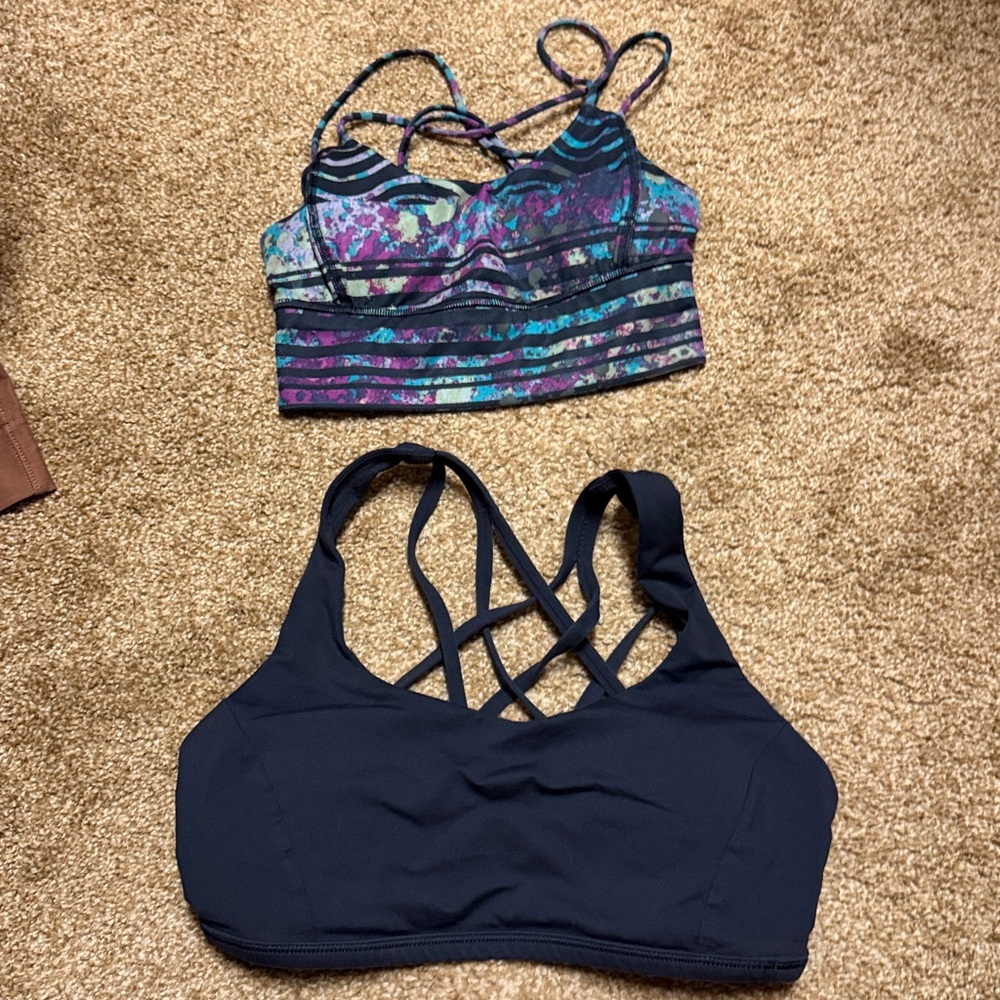Lululemon 2 bras Colorful and black Sports Bras size 4